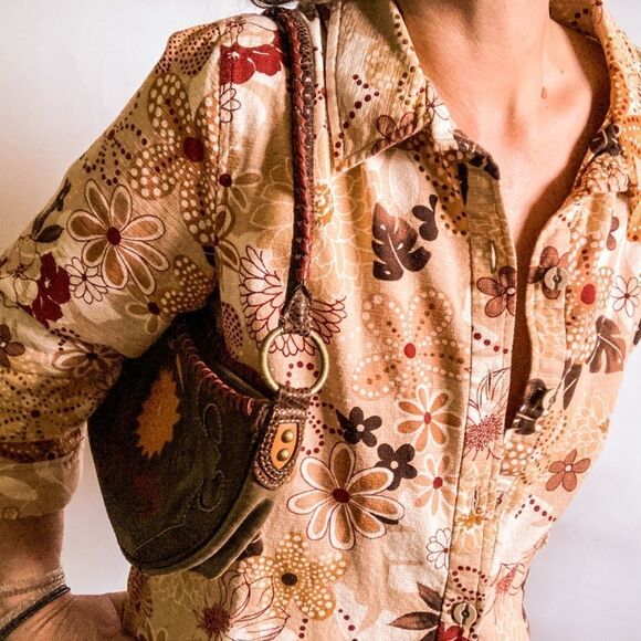 Serengeti Retro Floral Jacket Top Sz L - Picture 2 of 12